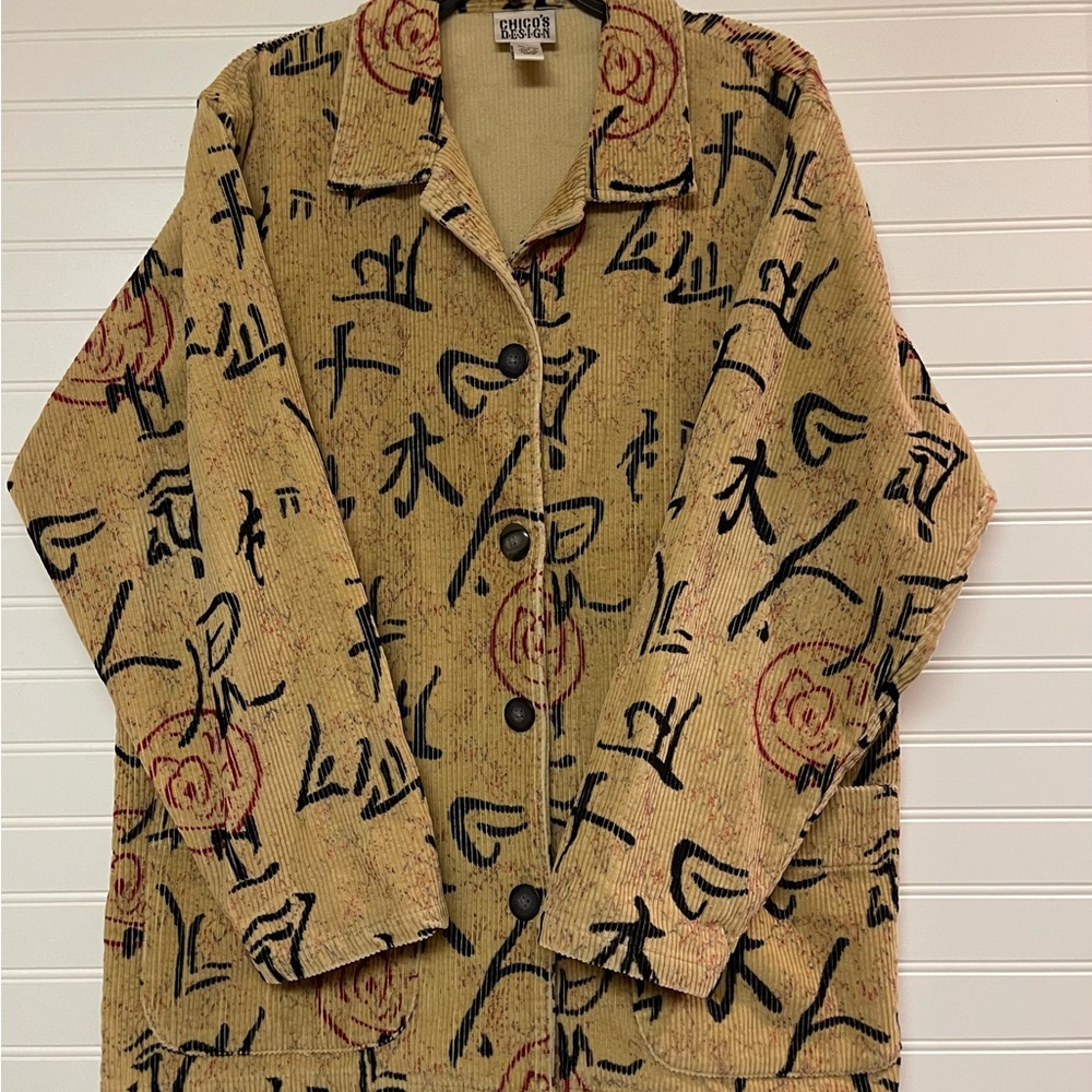 Chico Japanese Design Corduroy Size 2 Shacket Jacket 90s